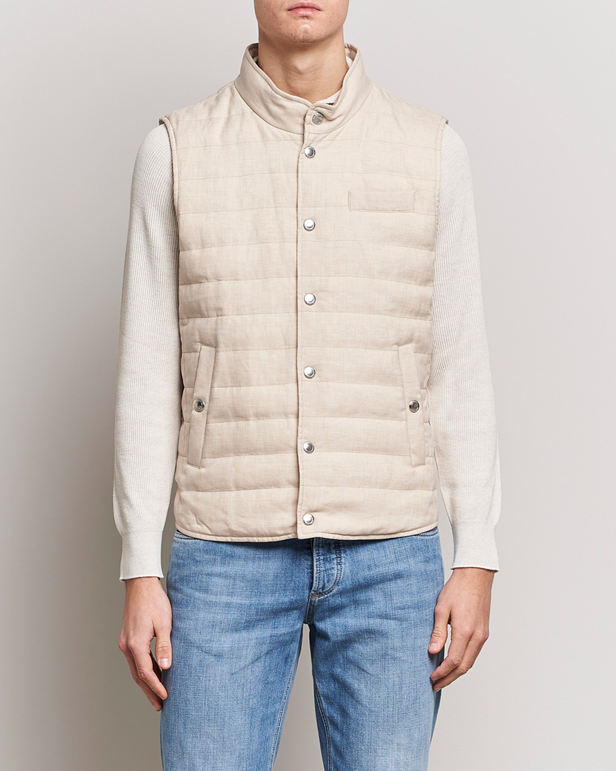 Hombres | Chalecos | Brunello Cucinelli | Cotton/Linen Gilet Light Beige