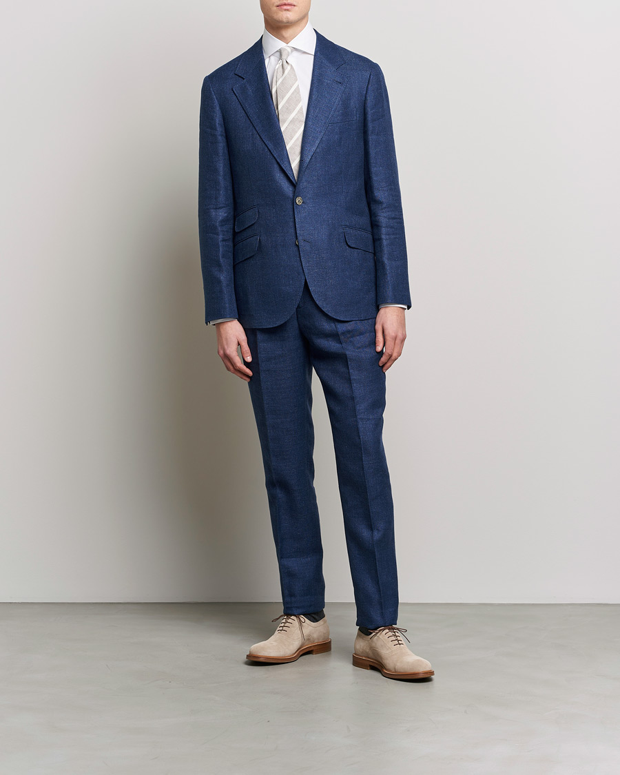 Hombres | Trajes | Brunello Cucinelli | Linen/Silk Suit Royal Blue