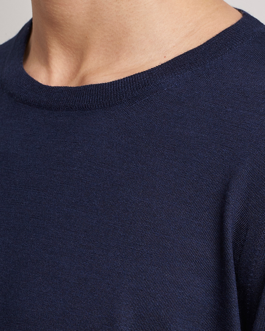 Hombres | Jerséis y prendas de punto | Brunello Cucinelli | Cashmere/Wool Crew Neck Sweater Navy