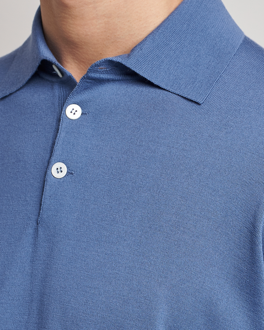 Hombres | Jerséis y prendas de punto | Brunello Cucinelli | Cashmere/Wool Knitted Polo Oxford Blue