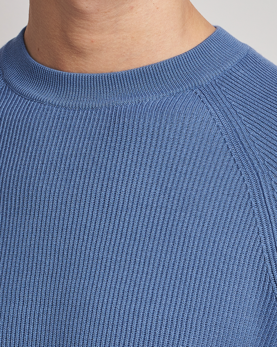 Hombres | Jerséis y prendas de punto | Brunello Cucinelli | Rib Stitch Crew Neck Sweater Oxford Blue
