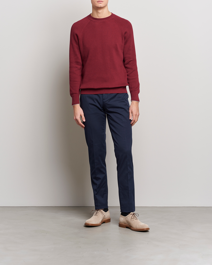 Hombres | Jerséis y prendas de punto | Brunello Cucinelli | Rib Stitch Crew Neck Sweater Burgundy