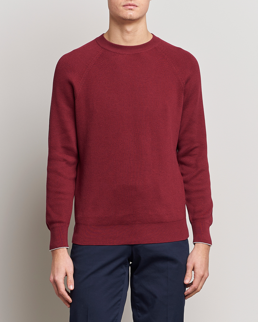 Hombres | Jerséis y prendas de punto | Brunello Cucinelli | Rib Stitch Crew Neck Sweater Burgundy