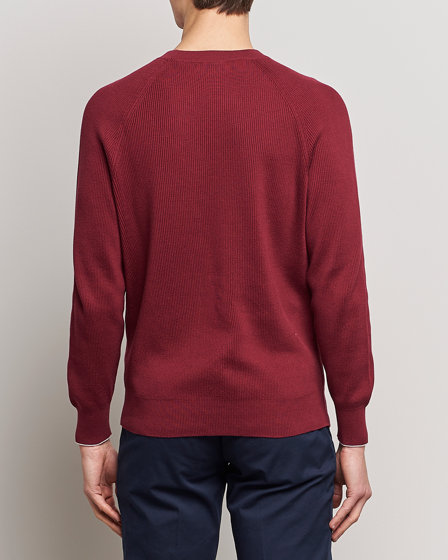 Hombres | Jerséis y prendas de punto | Brunello Cucinelli | Rib Stitch Crew Neck Sweater Burgundy