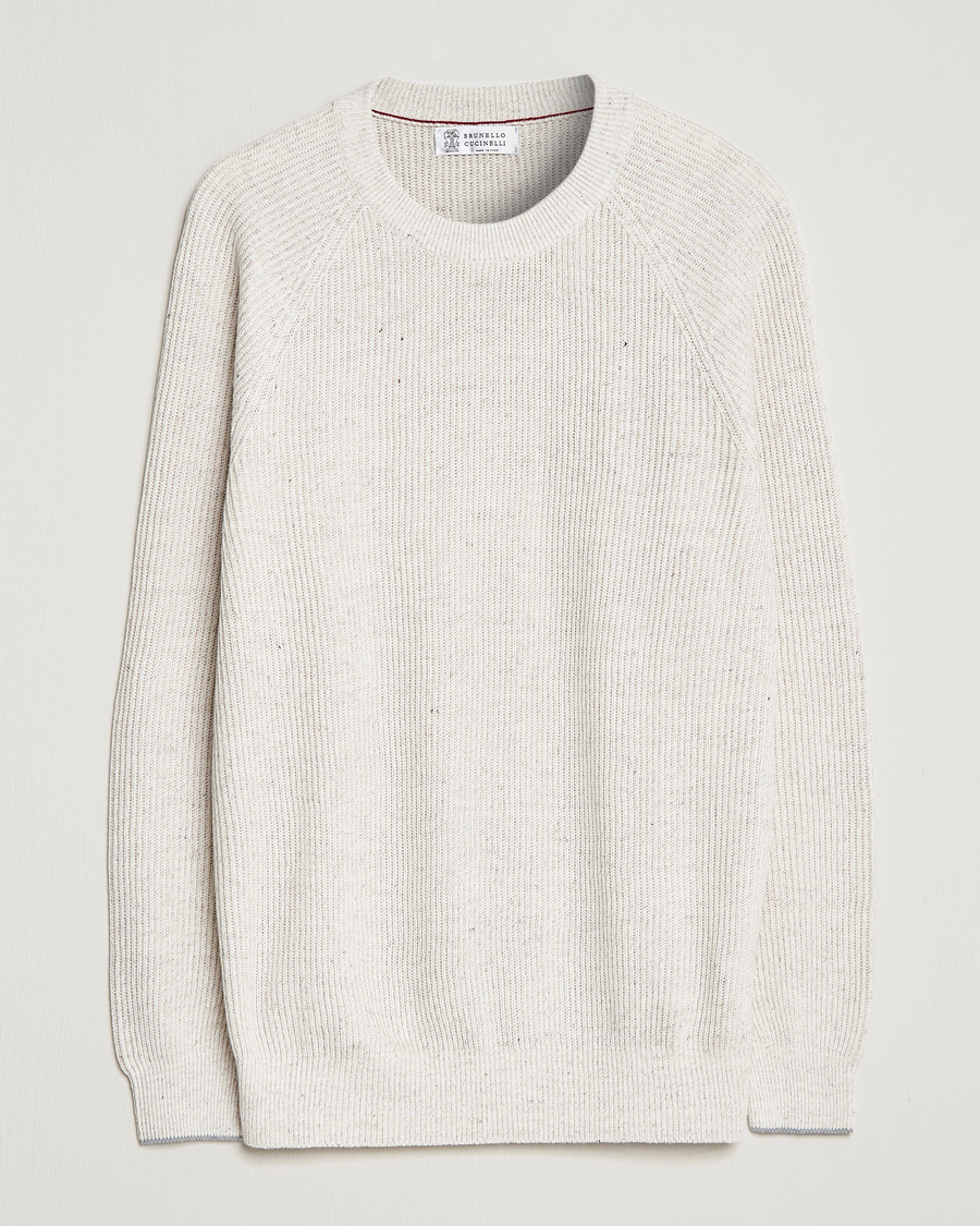 Hombres | Jerséis y prendas de punto | Brunello Cucinelli | Chine Rib Sweater Light Beige