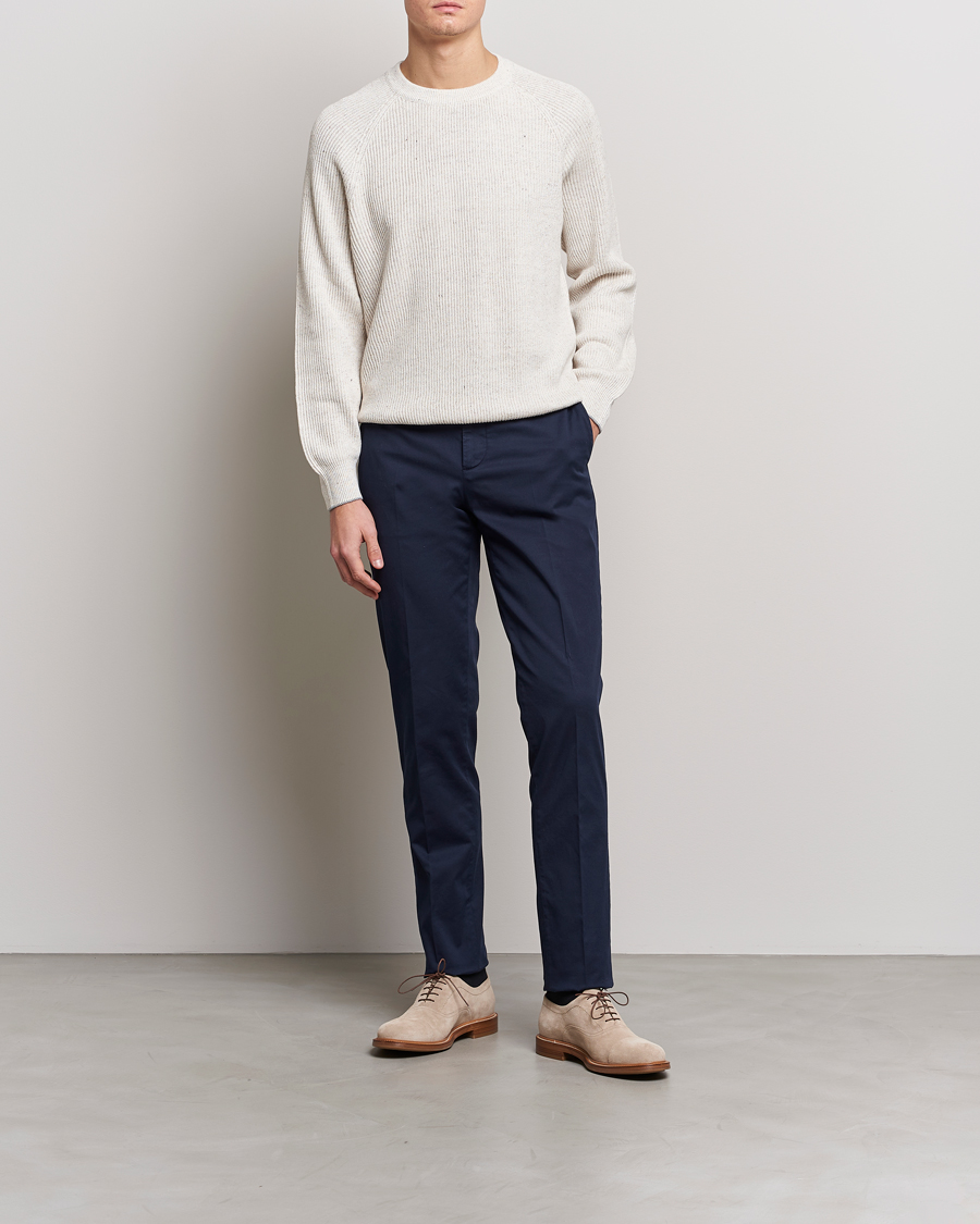 Hombres | Jerséis y prendas de punto | Brunello Cucinelli | Chine Rib Sweater Light Beige