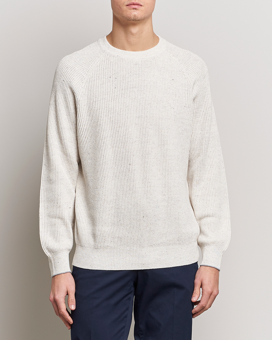 Hombres | Jerséis y prendas de punto | Brunello Cucinelli | Chine Rib Sweater Light Beige
