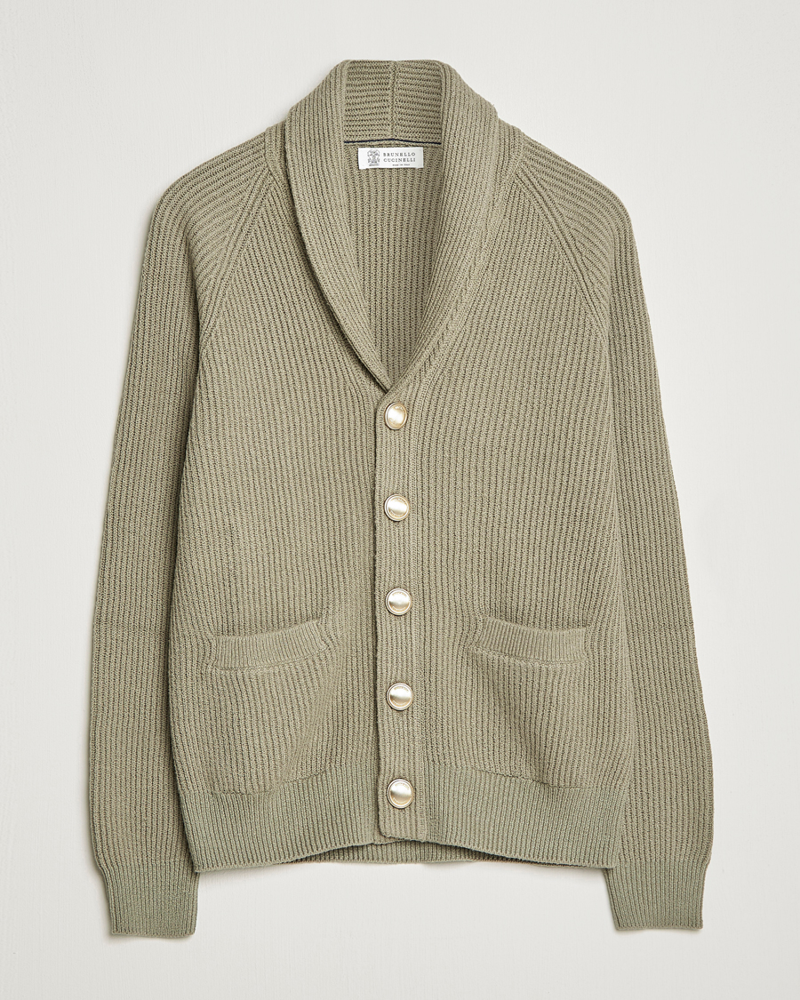 Hombres | Jerséis y prendas de punto | Brunello Cucinelli | Heavy Rib Cardigan Olive
