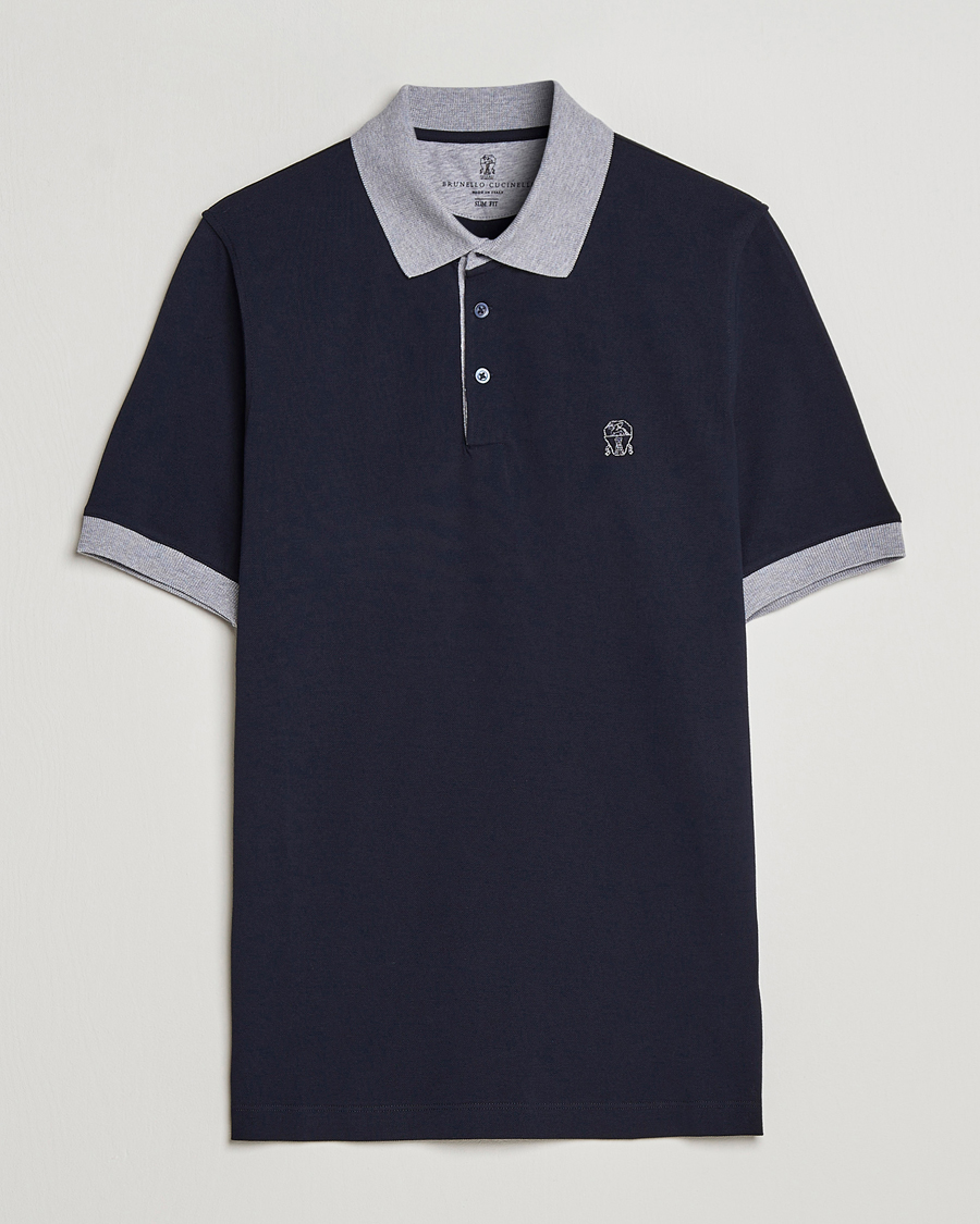 Hombres | Polos | Brunello Cucinelli | Short Sleeve Polo Piquet Navy