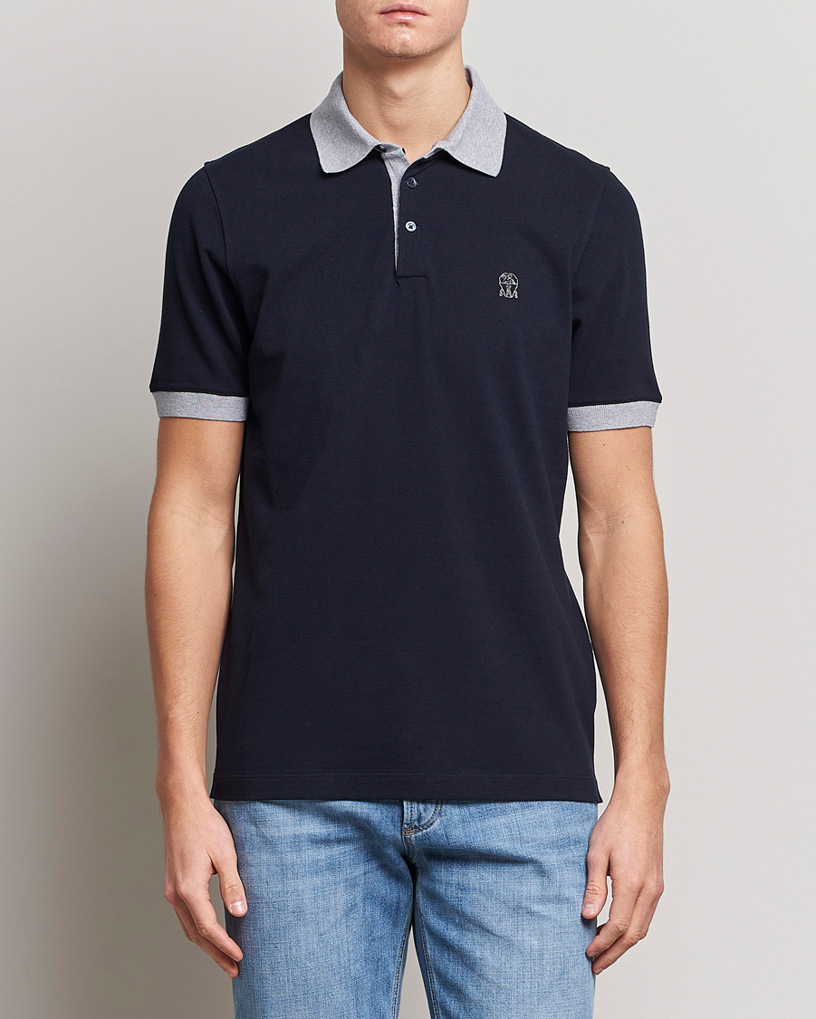 Hombres | Polos | Brunello Cucinelli | Short Sleeve Polo Piquet Navy