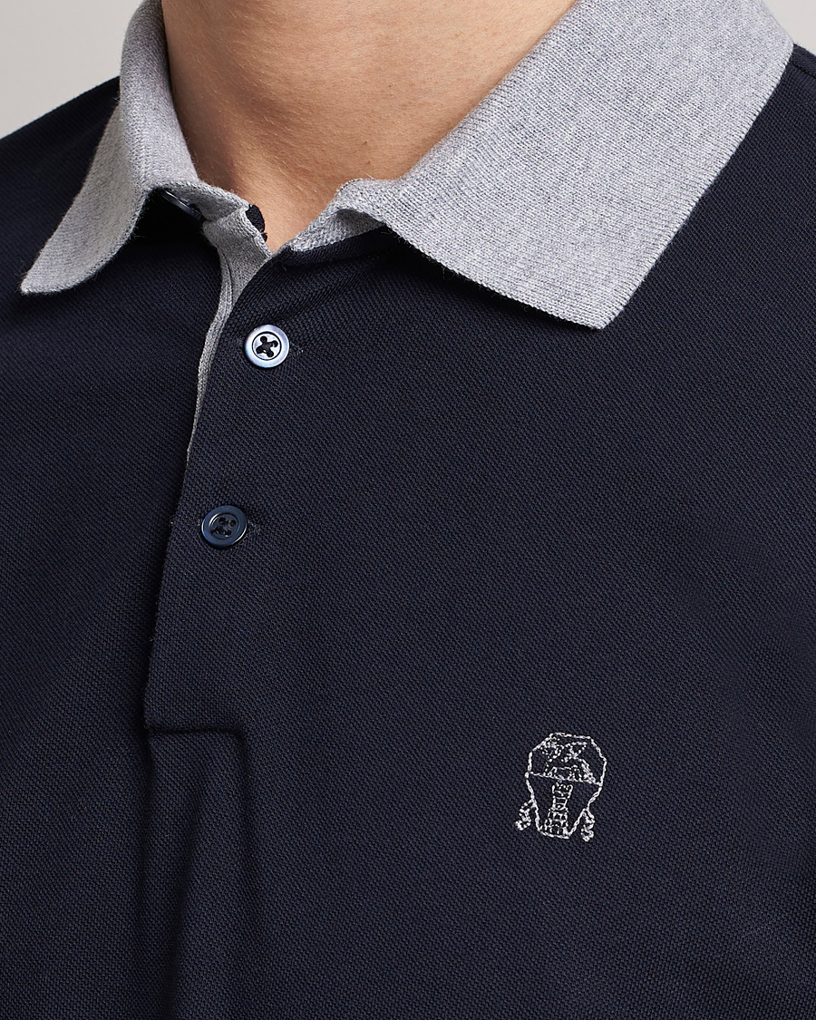 Hombres | Polos | Brunello Cucinelli | Short Sleeve Polo Piquet Navy