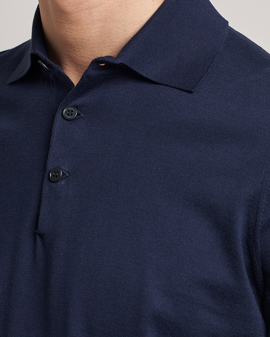 Hombres | Polos | Brunello Cucinelli | Short Sleeve Knitted Polo Navy