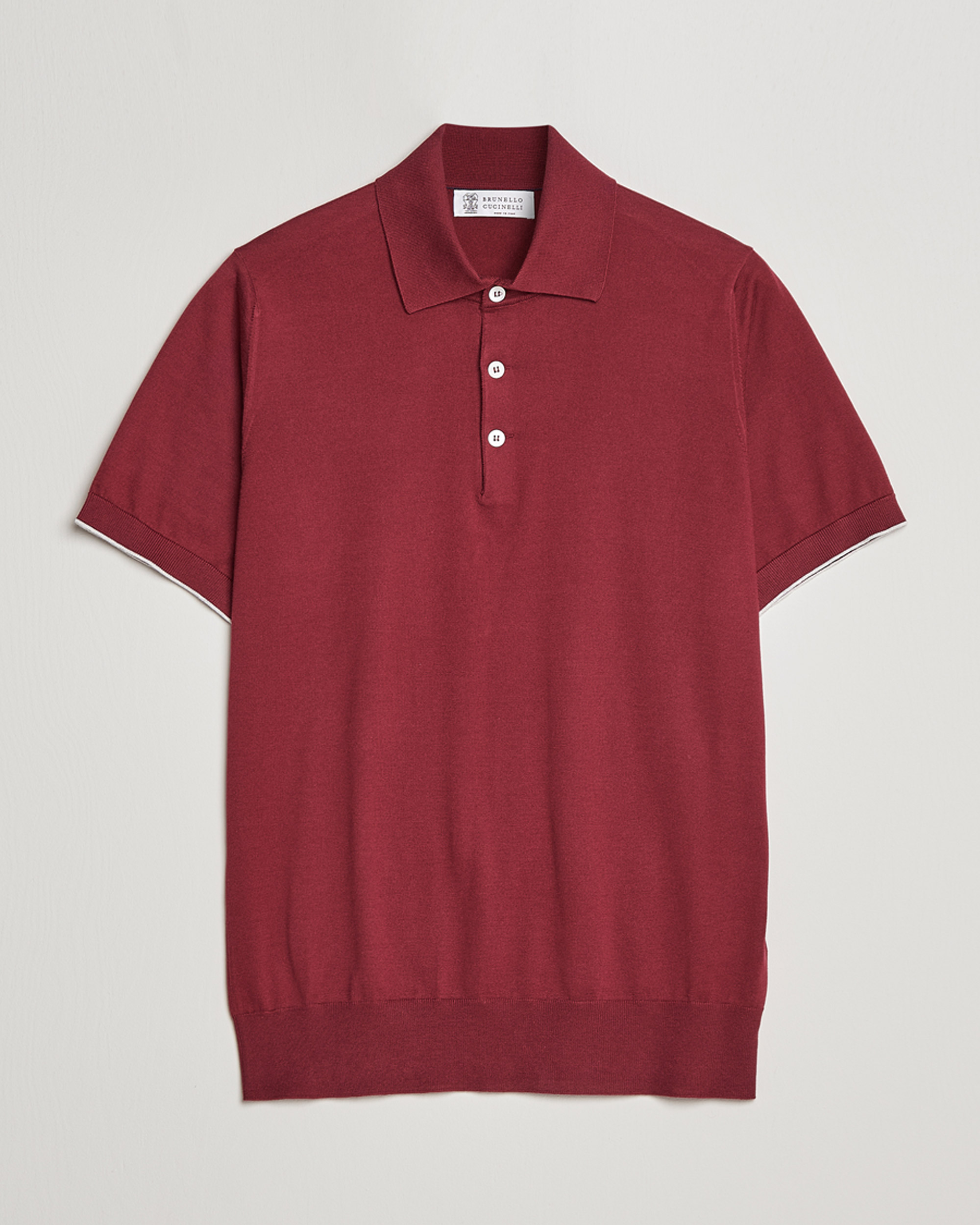 Hombres | Polos | Brunello Cucinelli | Short Sleeve Knitted Polo Burgundy