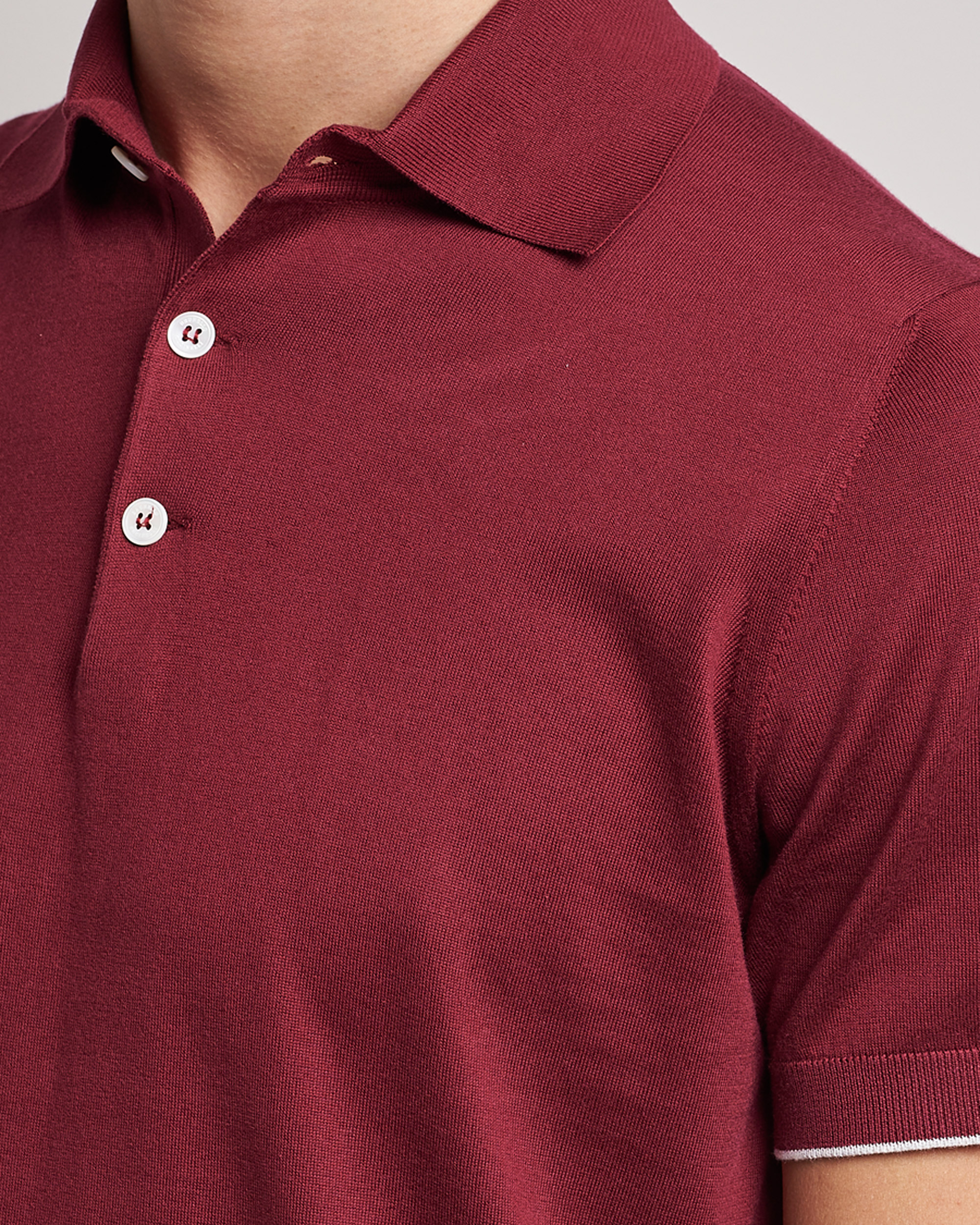 Hombres | Polos | Brunello Cucinelli | Short Sleeve Knitted Polo Burgundy