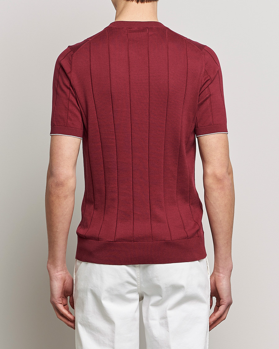 Hombres | Camisetas | Brunello Cucinelli | Rib Knitted T-Shirt Burgundy