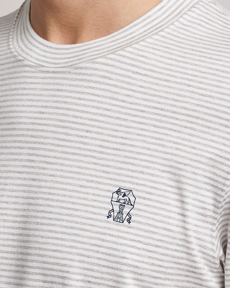 Hombres | Camisetas | Brunello Cucinelli | Short Sleeve Striped T-Shirt Light Grey