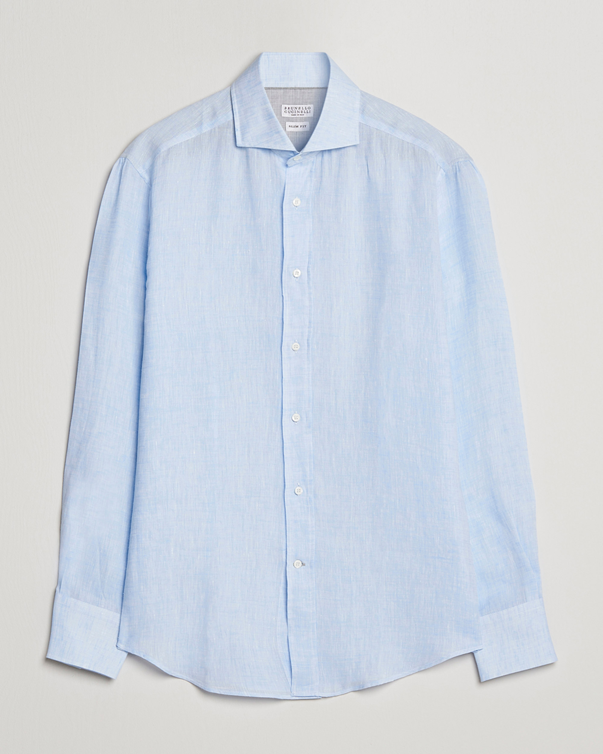 Hombres | Camisas | Brunello Cucinelli | Slim Fit Linen Sport Shirt Light Blue