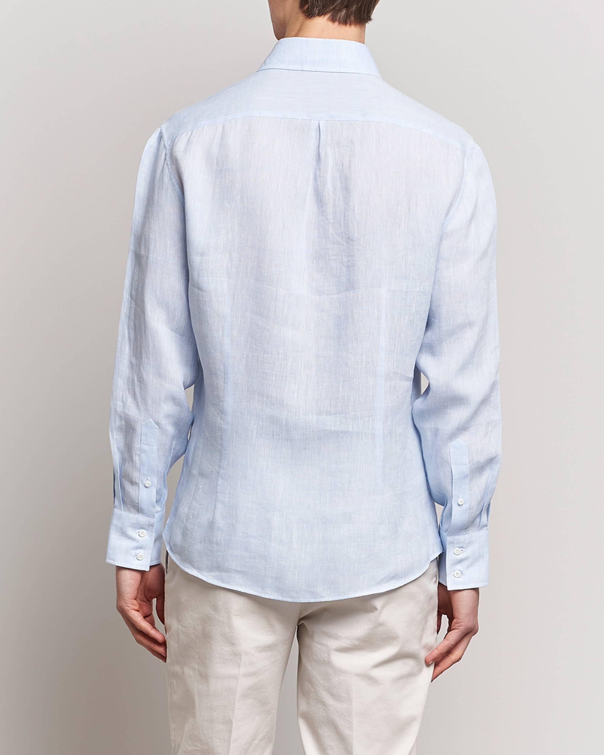 Hombres | Camisas | Brunello Cucinelli | Slim Fit Linen Sport Shirt Light Blue