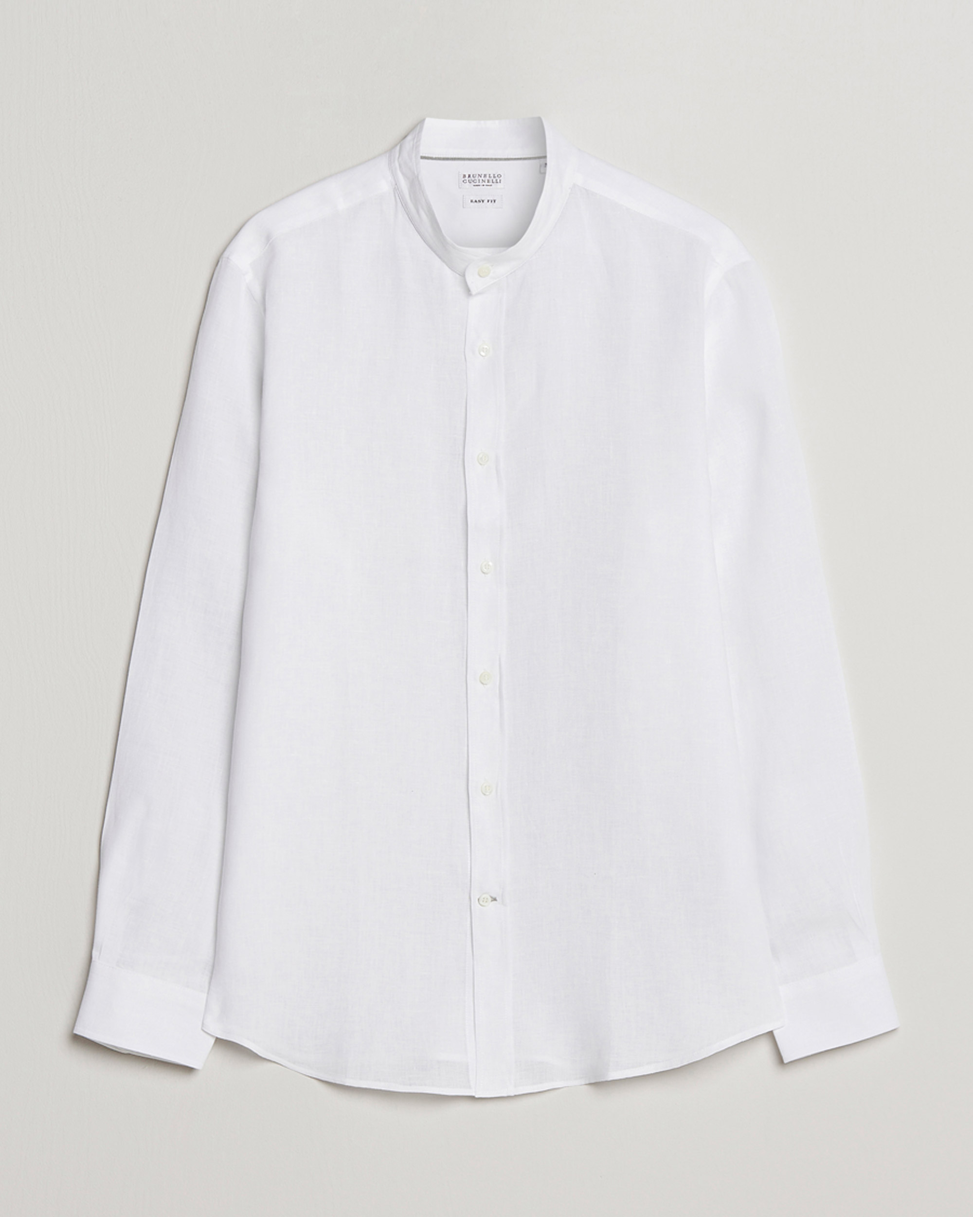 Hombres | Camisas | Brunello Cucinelli | Linen Guru Collar Shirt White