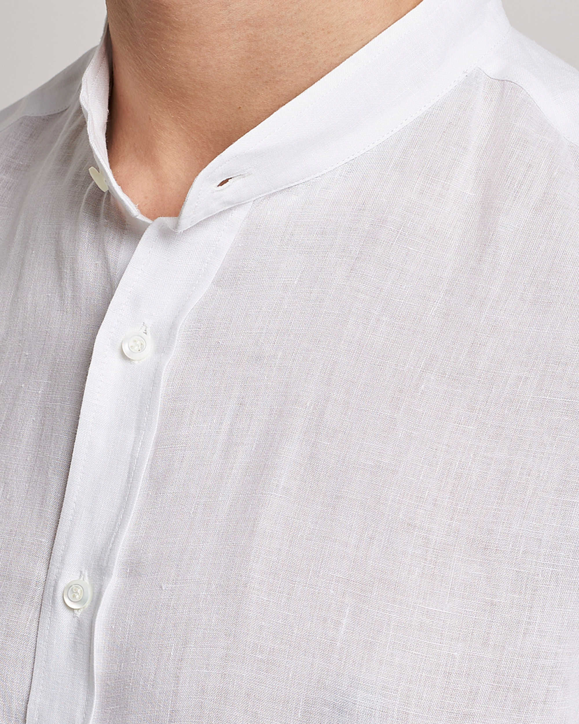 Hombres | Camisas | Brunello Cucinelli | Linen Guru Collar Shirt White
