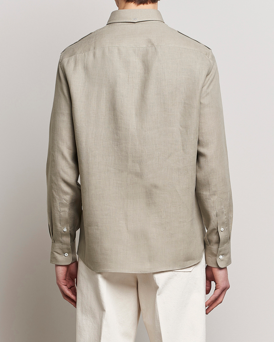Hombres | Camisas | Brunello Cucinelli | Linen Canapa Safari Shirt Olive