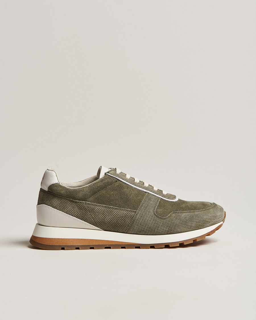 Hombres | Brunello Cucinelli Perforated Running Sneakers Olive | Brunello Cucinelli | Perforated Running Sneakers Olive