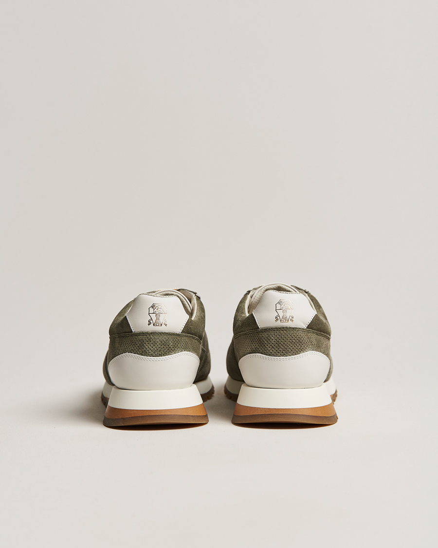 Hombres | Brunello Cucinelli Perforated Running Sneakers Olive | Brunello Cucinelli | Perforated Running Sneakers Olive
