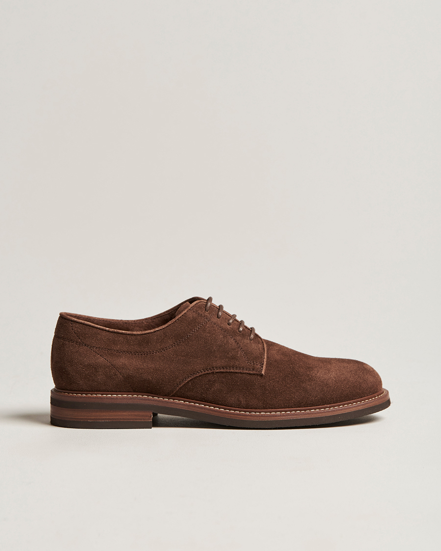 Hombres | Brunello Cucinelli Plain Toe Derby Dark Brown Suede | Brunello Cucinelli | Plain Toe Derby Dark Brown Suede