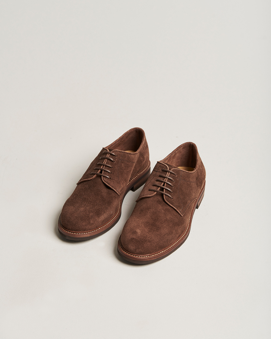 Hombres | Brunello Cucinelli Plain Toe Derby Dark Brown Suede | Brunello Cucinelli | Plain Toe Derby Dark Brown Suede