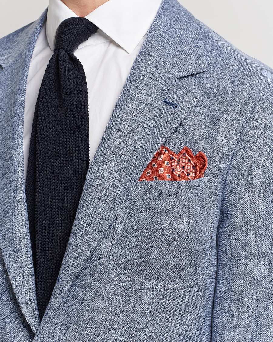Hombres | Brunello Cucinelli Silk Pocket Square Orange | Brunello Cucinelli | Silk Pocket Square Orange