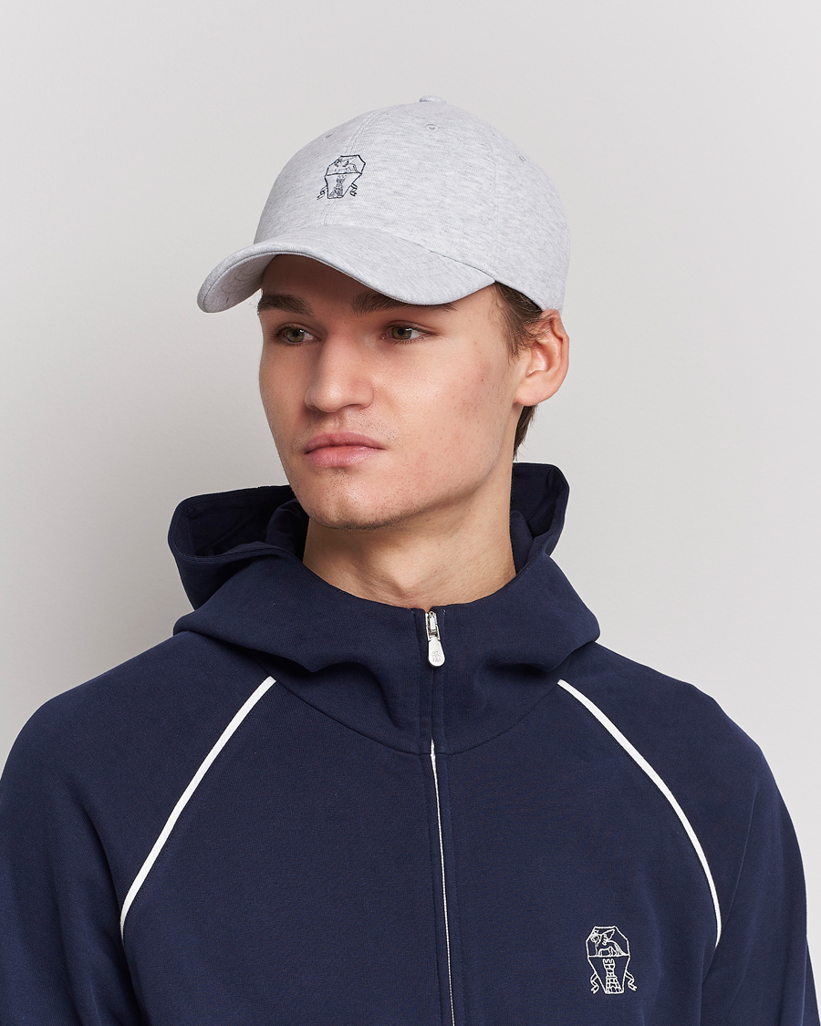 Hombres | Brunello Cucinelli Peach Baseball Cap Light Grey | Brunello Cucinelli | Peach Baseball Cap Light Grey