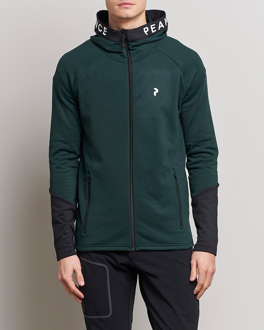Hombres | Jerséis y prendas de punto | Peak Performance | Rider Zip Hood Fleece Scarab Green/Black