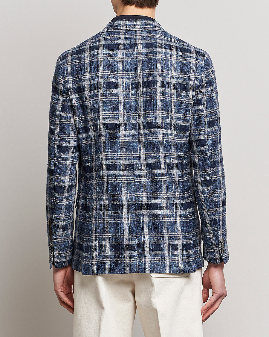 Hombres | Blazers | Oscar Jacobson | Ferry Soft Checked Linen Blazer Blue