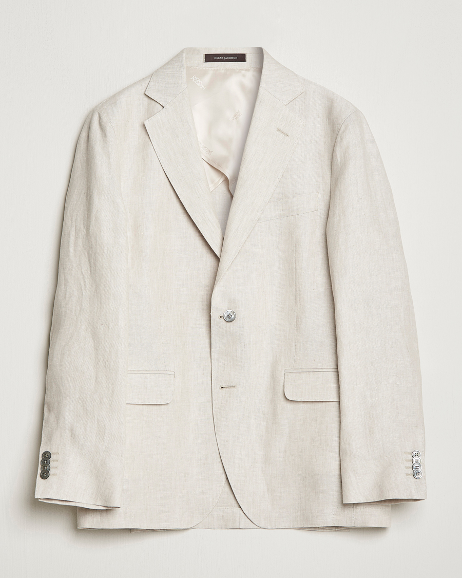 Hombres | Blazers | Oscar Jacobson | Ferry Soft Linen Blazer Off White