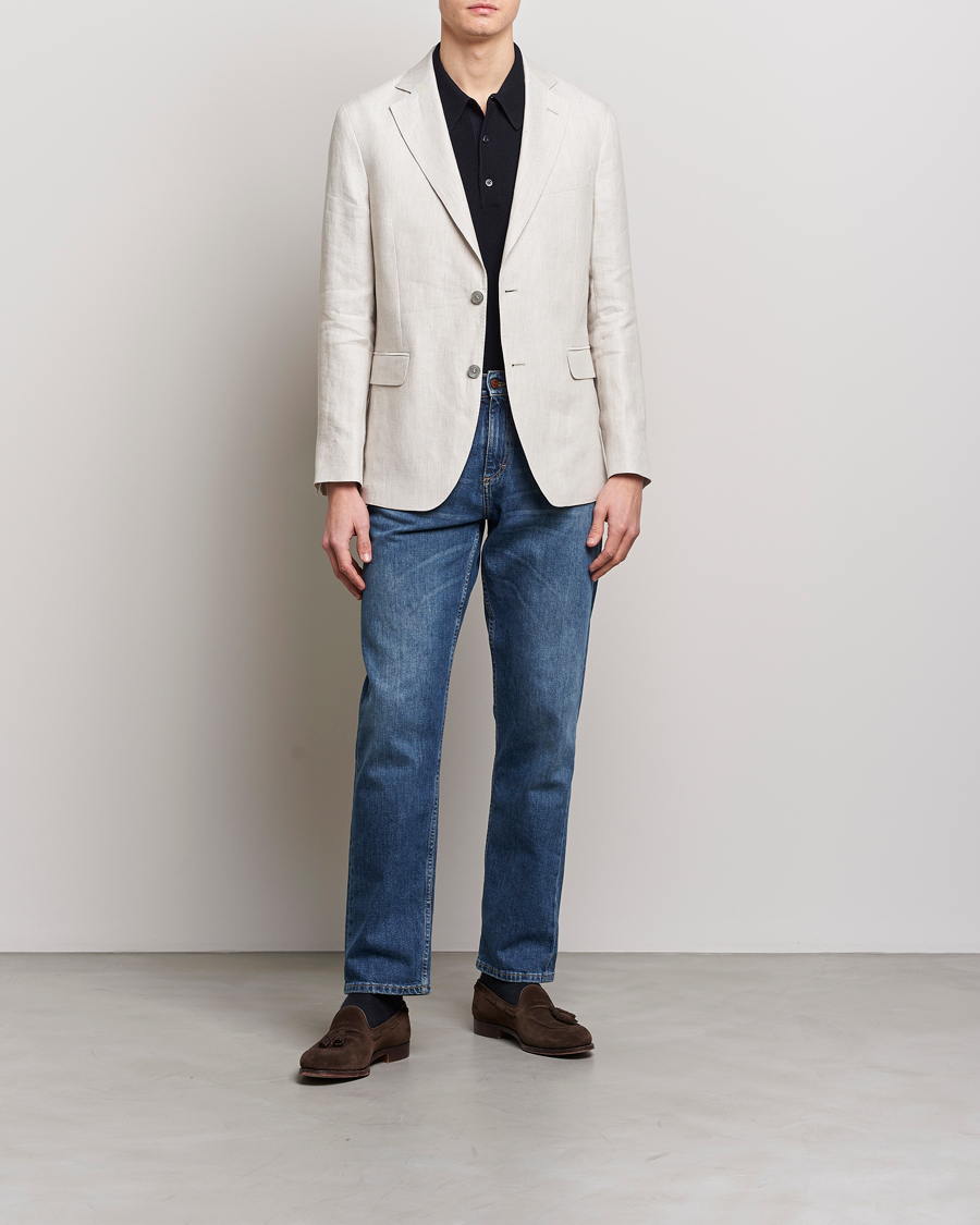 Hombres | Blazers | Oscar Jacobson | Ferry Soft Linen Blazer Off White