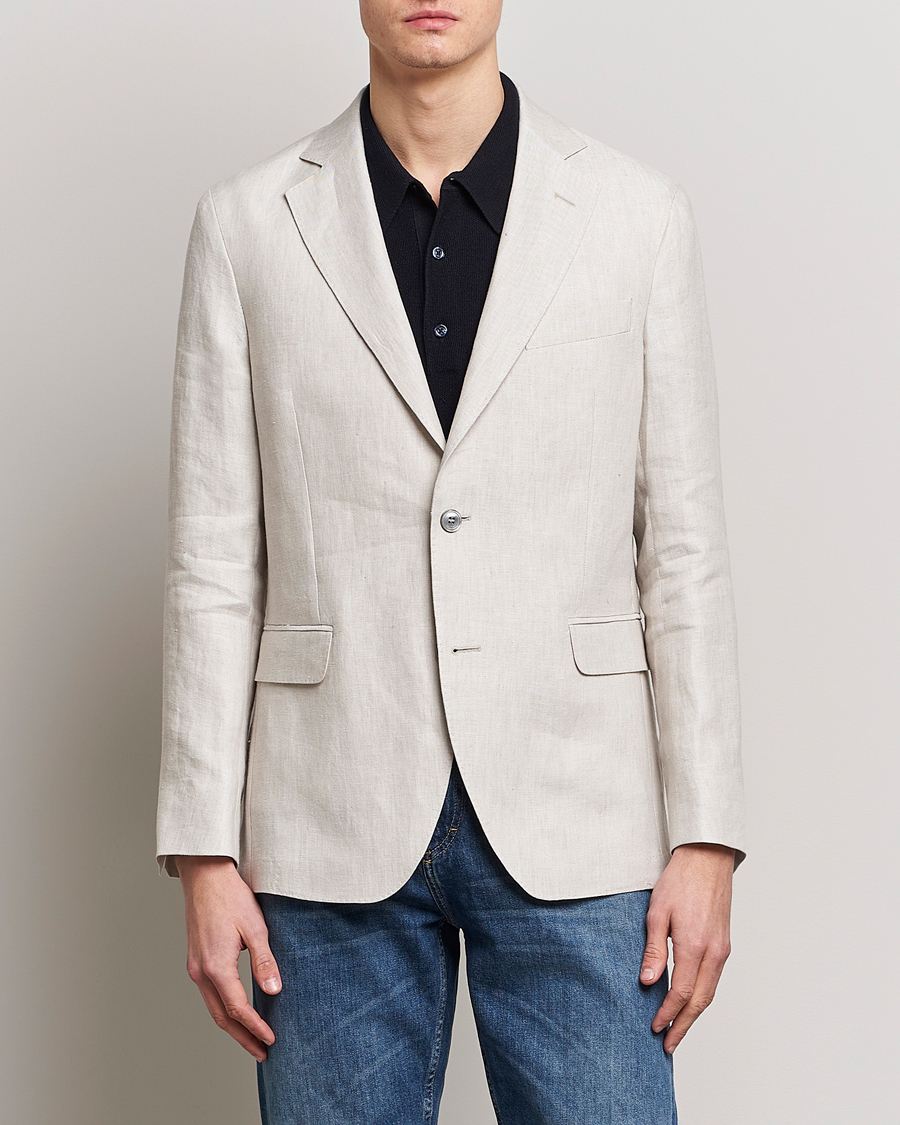 Hombres | Blazers | Oscar Jacobson | Ferry Soft Linen Blazer Off White