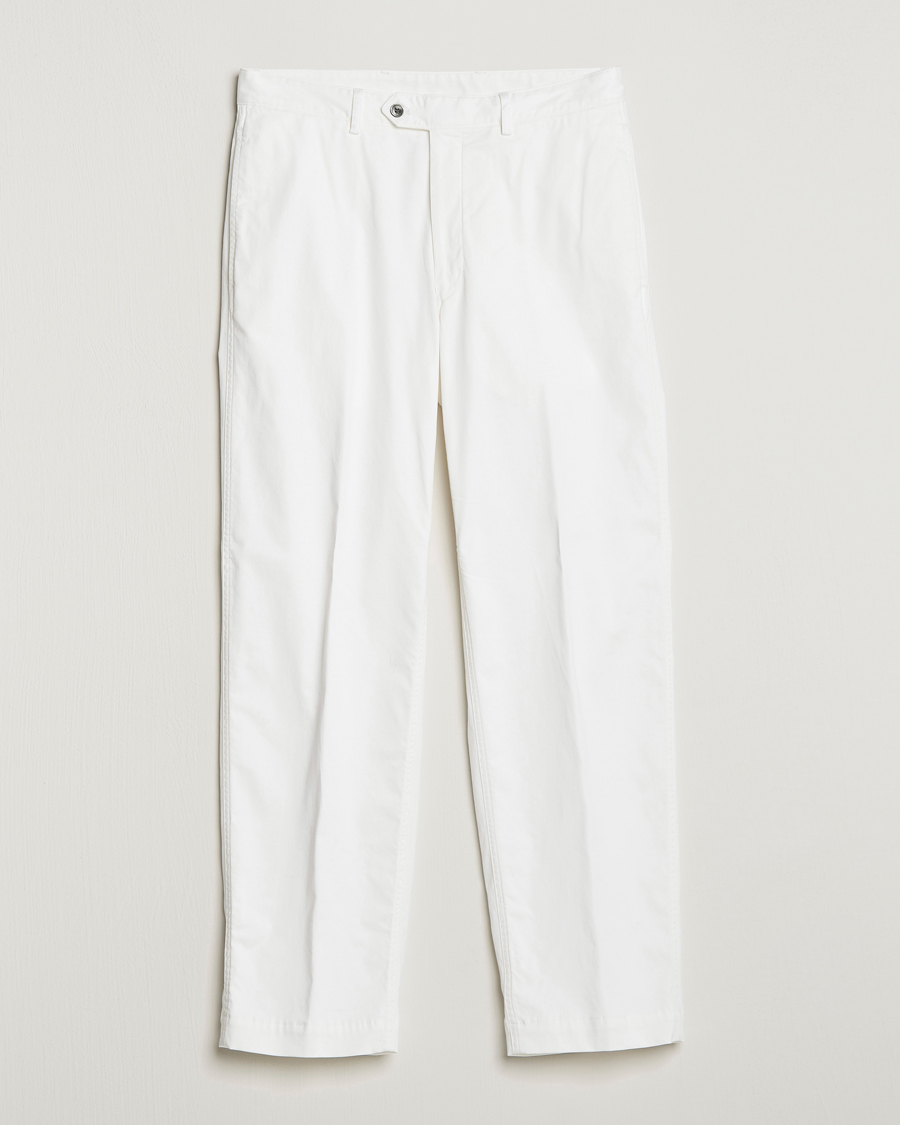 Hombres | Pantalones | Oscar Jacobson | Tanker Pleat Cotton Trousers Off White