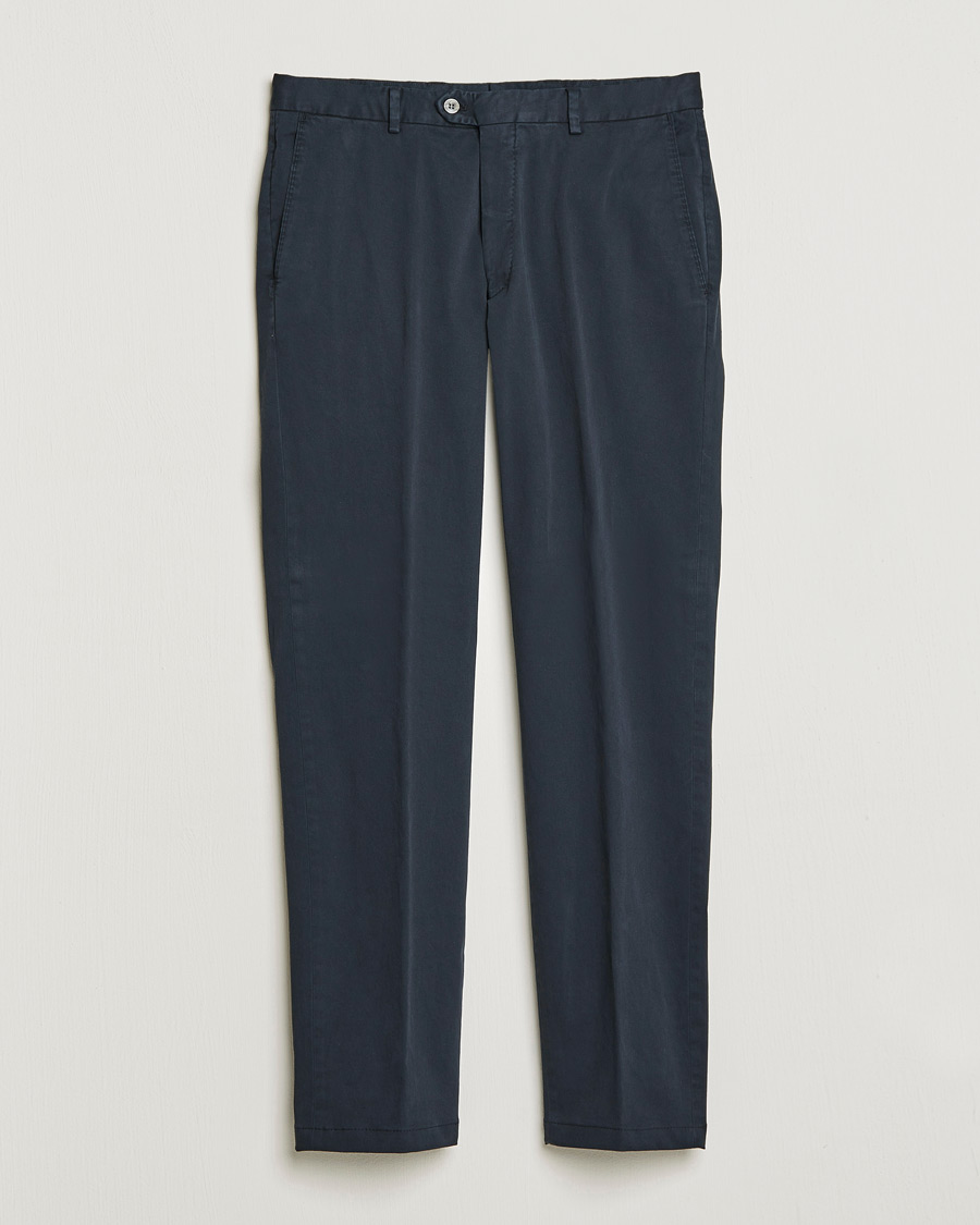 Hombres | Pantalones | Oscar Jacobson | Denz Casual Cotton Trousers Navy