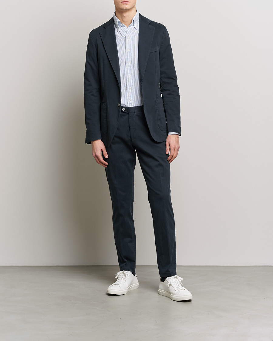 Hombres | Pantalones | Oscar Jacobson | Denz Casual Cotton Trousers Navy