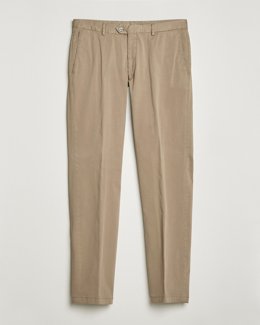 Hombres | Pantalones | Oscar Jacobson | Denz Casual Cotton Trousers Beige