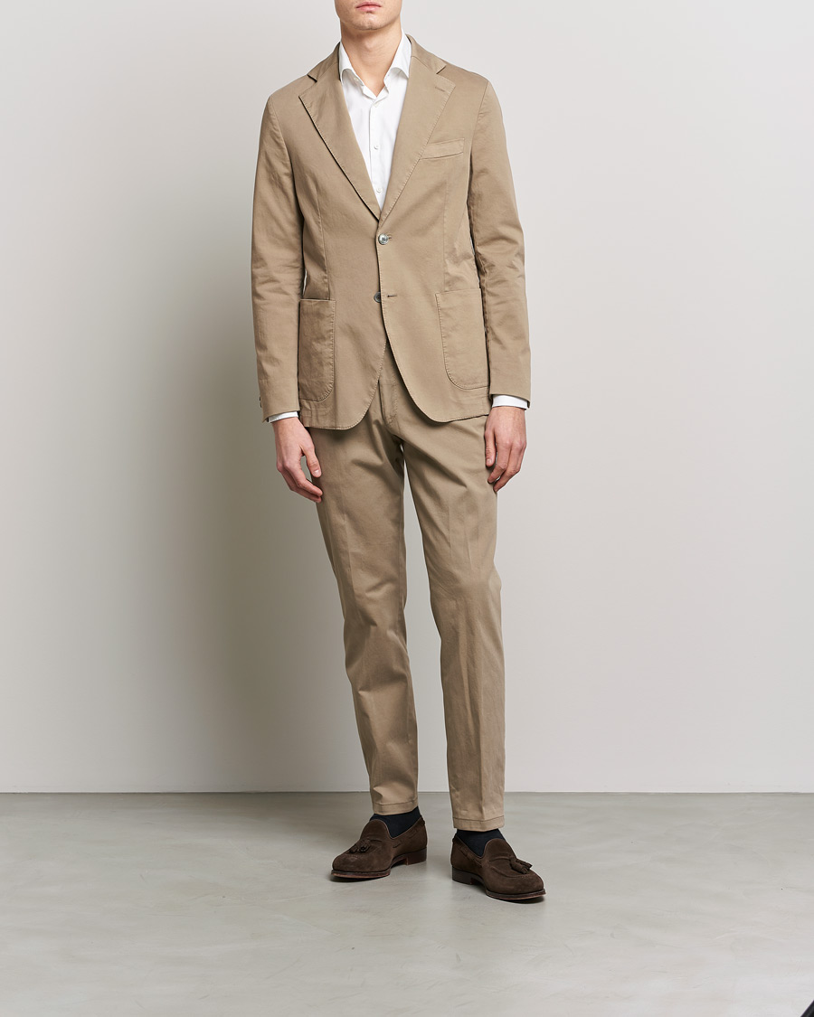 Hombres | Pantalones | Oscar Jacobson | Denz Casual Cotton Trousers Beige