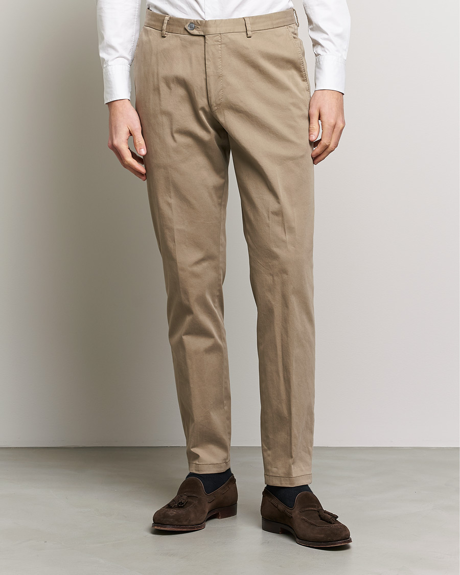 Hombres | Pantalones | Oscar Jacobson | Denz Casual Cotton Trousers Beige