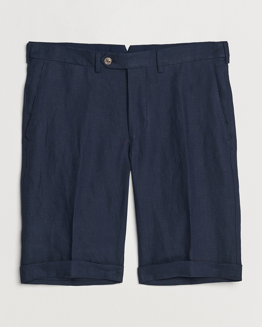 Hombres | Pantalones cortos | Oscar Jacobson | Declan Linen Shorts Navy