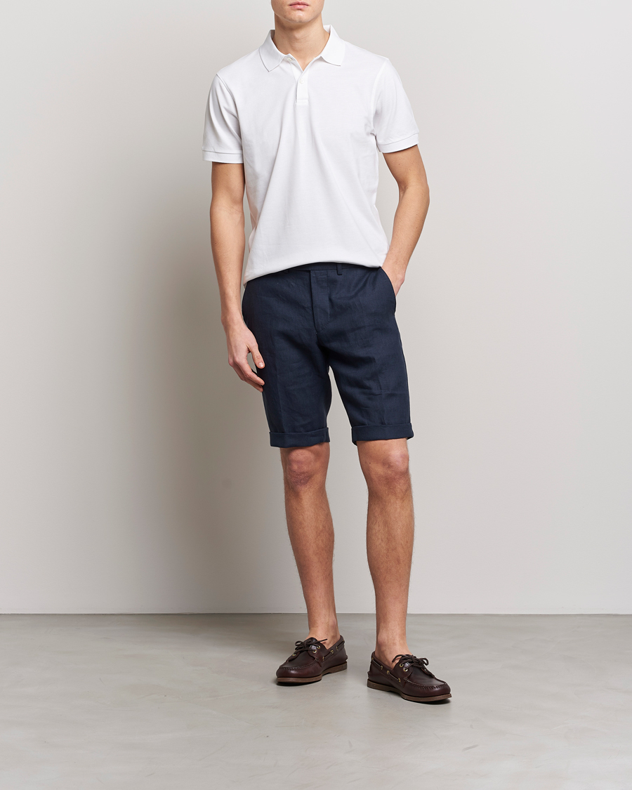 Hombres | Pantalones cortos | Oscar Jacobson | Declan Linen Shorts Navy
