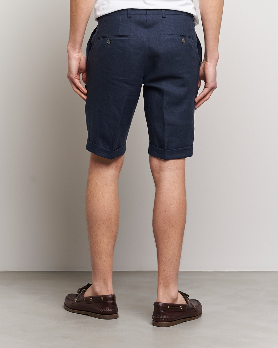 Hombres | Pantalones cortos | Oscar Jacobson | Declan Linen Shorts Navy