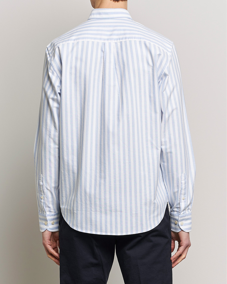 Hombres | Camisas | Oscar Jacobson | Regular Fit Button Down Striped Oxford Shirt Blue