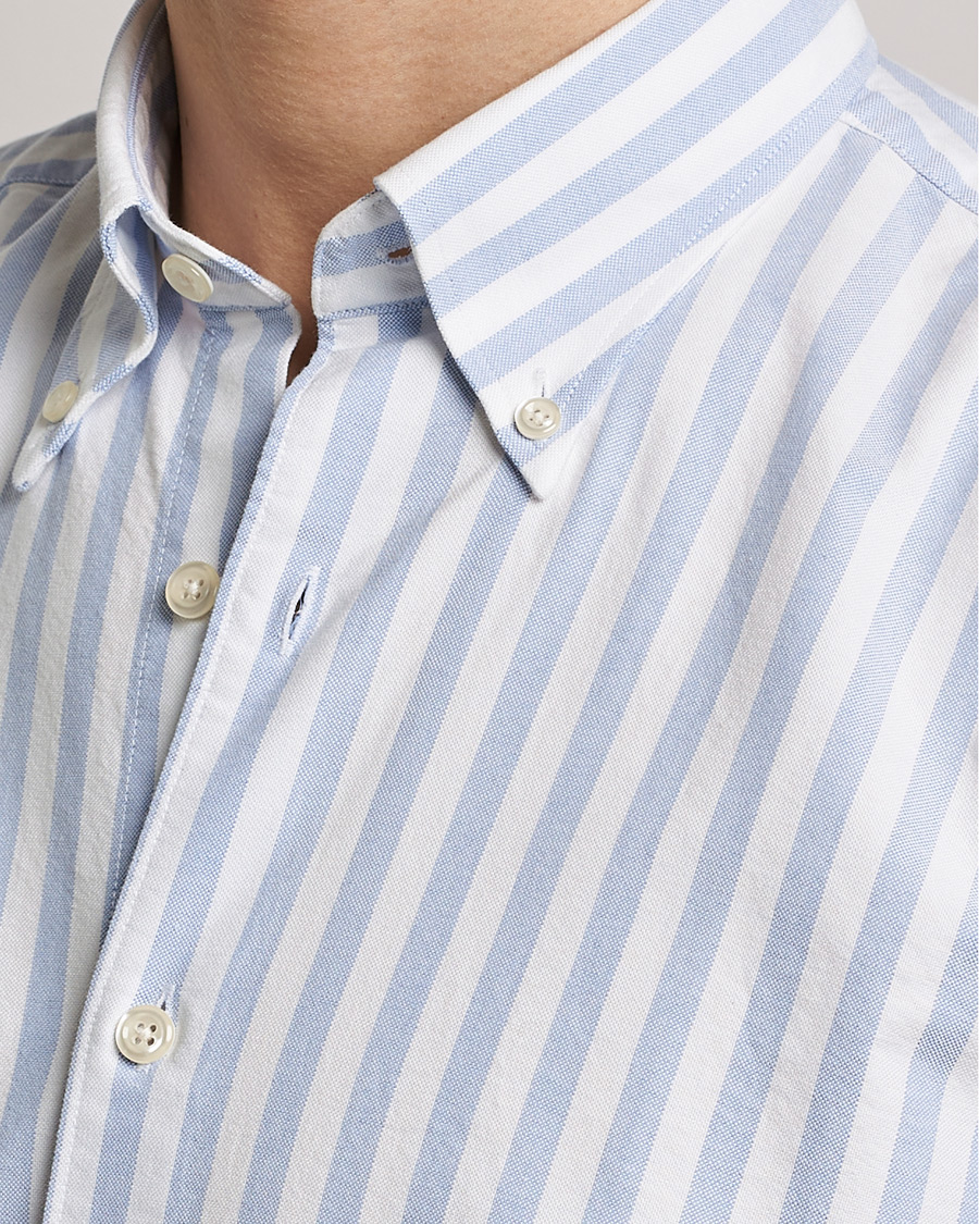 Hombres | Camisas | Oscar Jacobson | Regular Fit Button Down Striped Oxford Shirt Blue