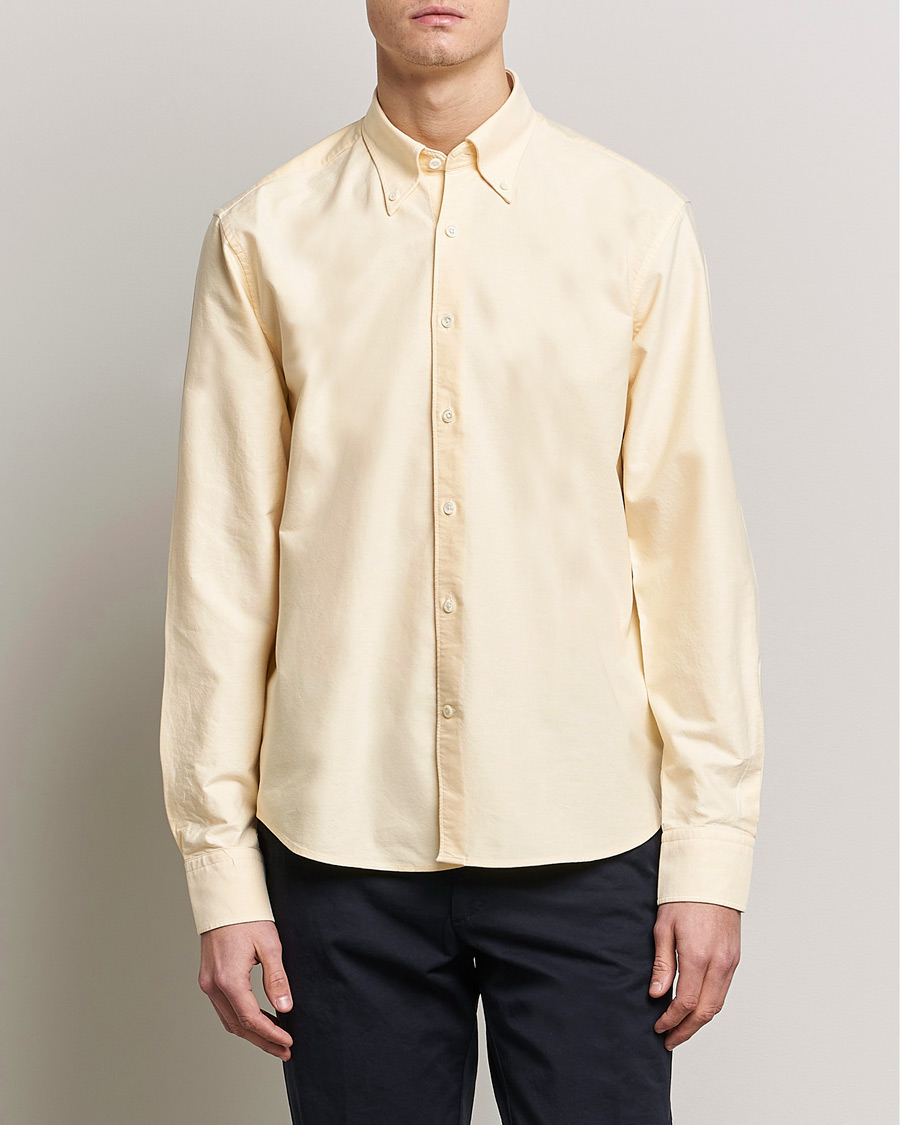 Hombres | Camisas | Oscar Jacobson | Regular Fit Button Down Oxford Shirt Yellow