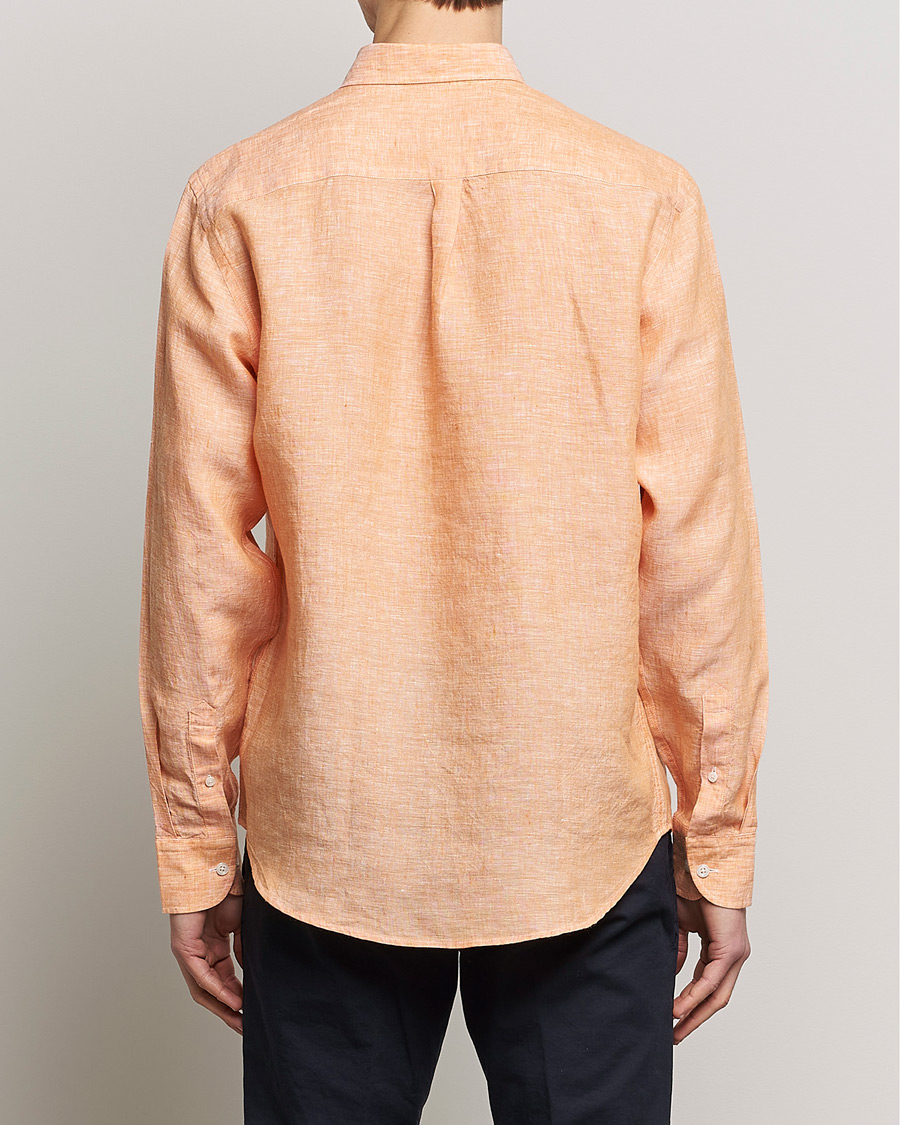 Hombres | Camisas | Oscar Jacobson | Regular Fit Button Down Linen Shirt Orange