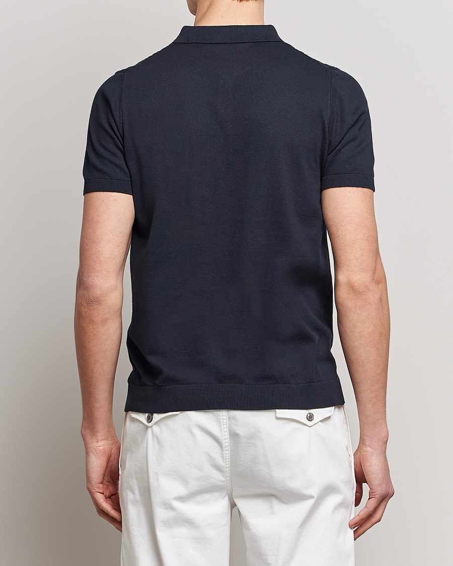 Hombres | Polos | Oscar Jacobson | Bard Short Sleeve Structured Cotton Polo Navy